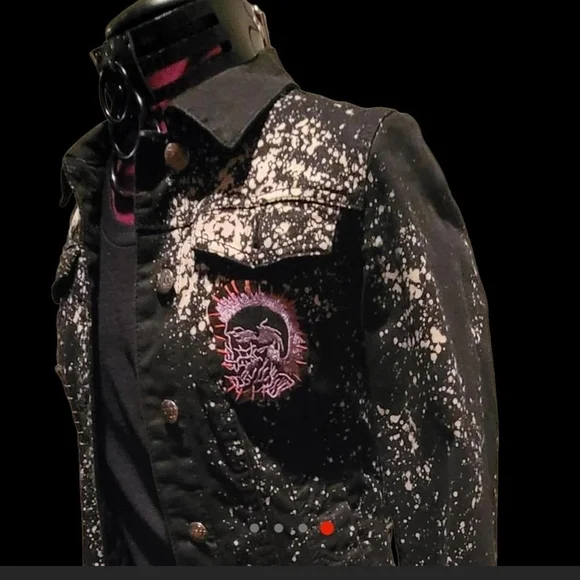 Black Skull Print Women's Jacket - Picture 4 of 4